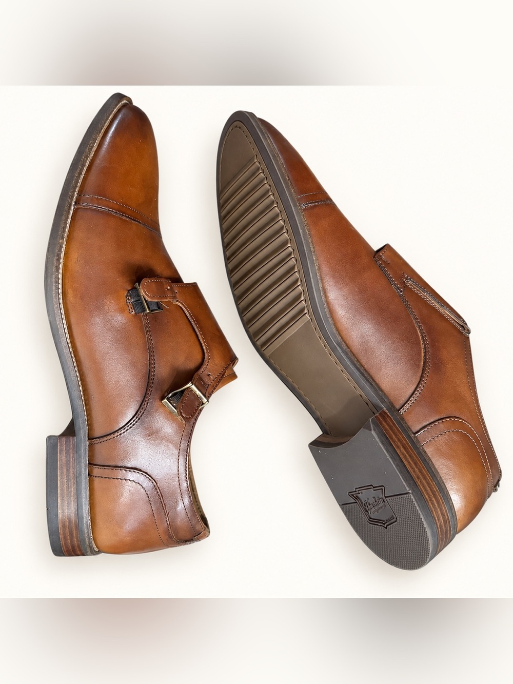 Florsheim Monk Strap Shoes 11M - Cognac, New in Box